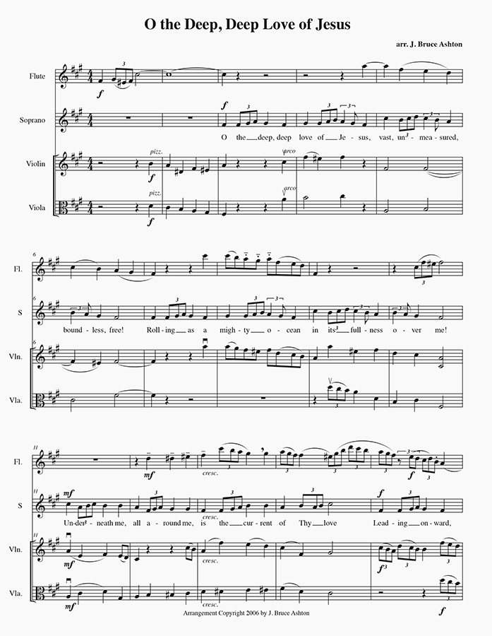 music page O the Deep, Deep Love-flute p1