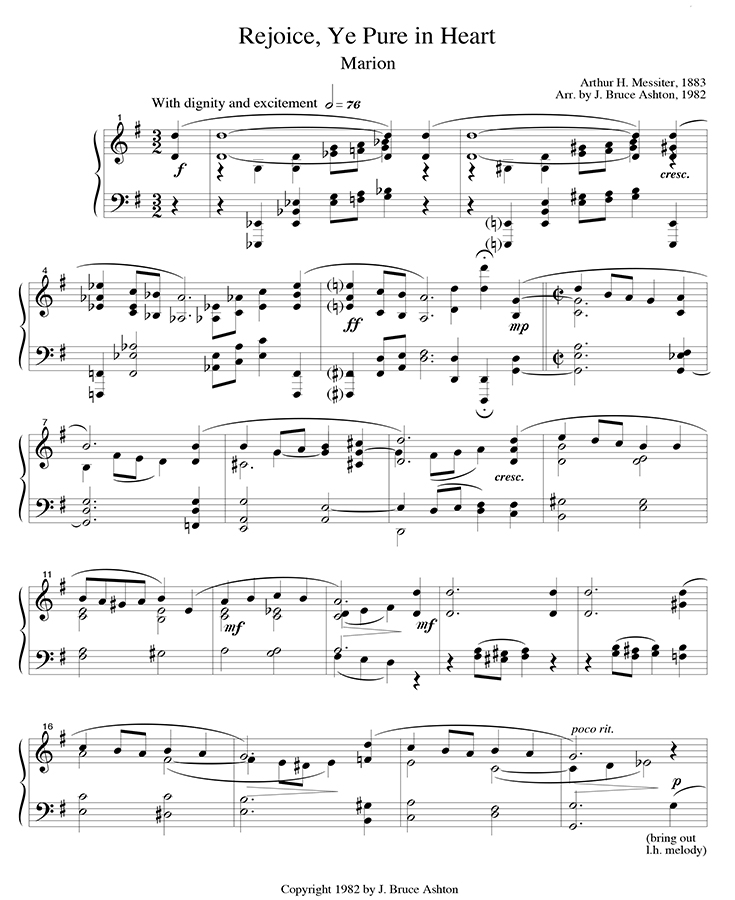 music page - Rejoice, Ye Pure in Heart p1