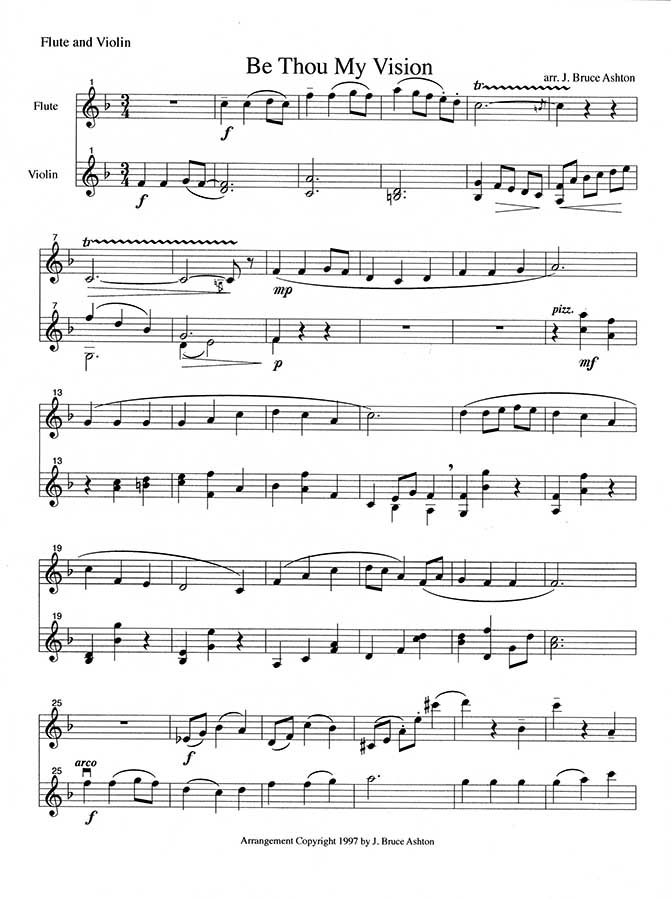 music page-Be Thou My Vision /flute/violin