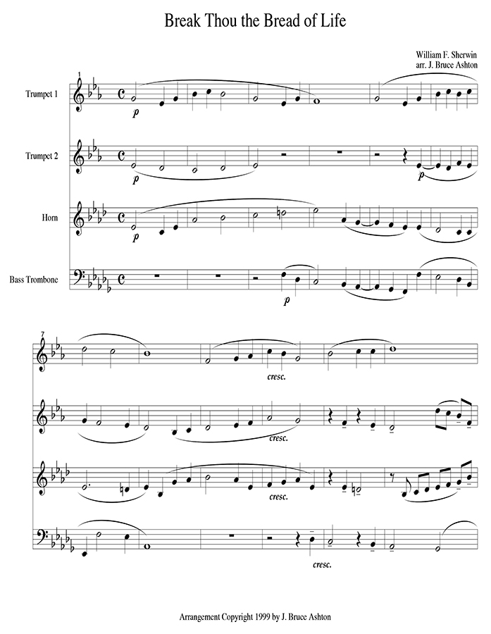 music page - Bread of Life -brass qtte p1