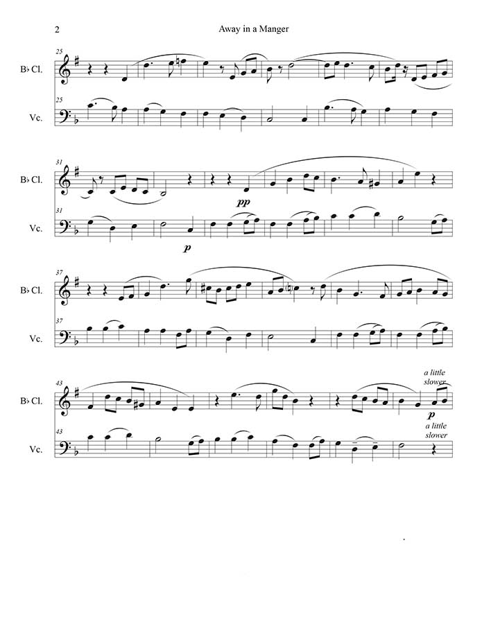 music page-Away in a Manger-clarinet/cello