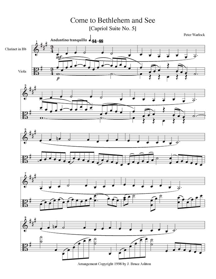 music page-Come to Bethlehem - clar/vla