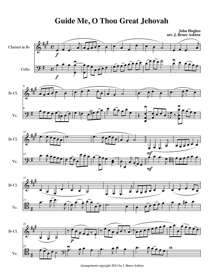 music page-Guide Me, clarinet/cello