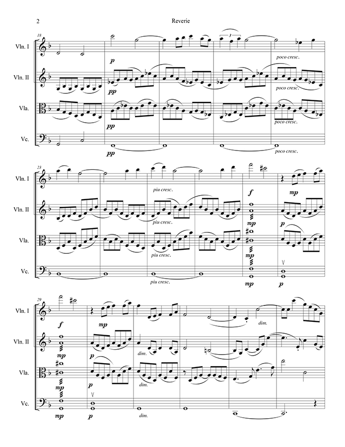 music page - Reverie p2 - string quartet