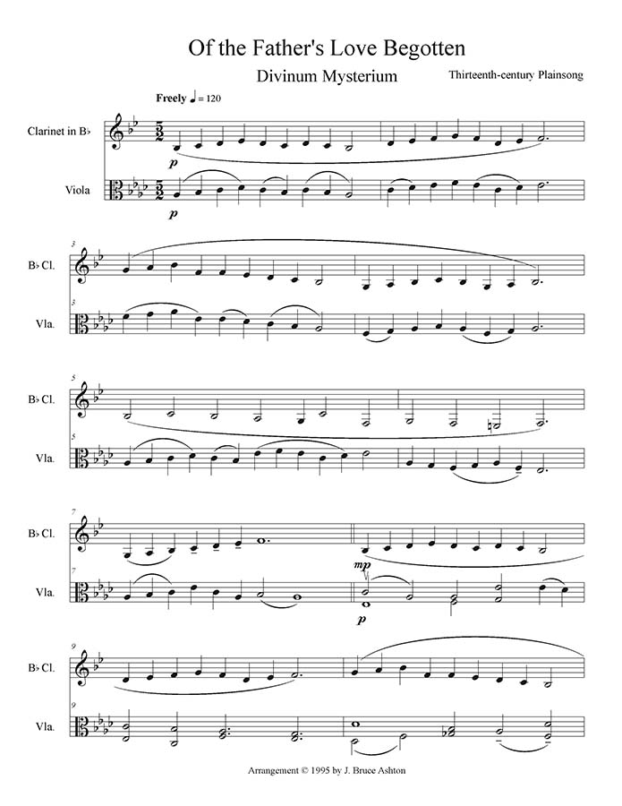 music page - Of the Father's Love - clar/vla