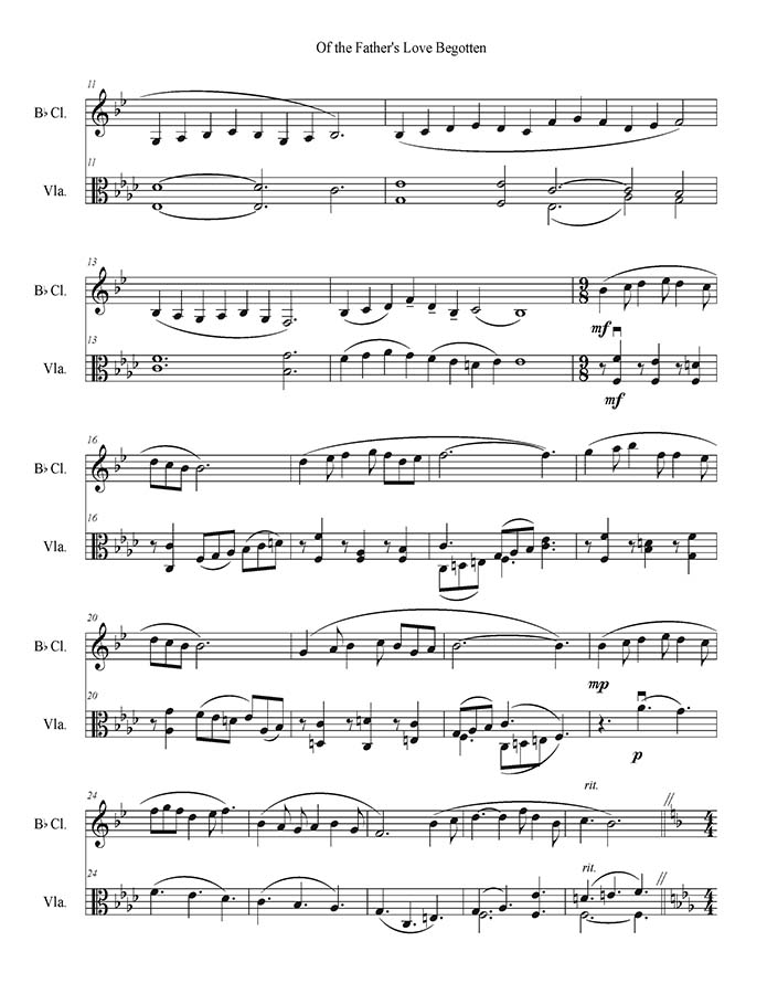 music page - Of the Father's Love - clar/vla