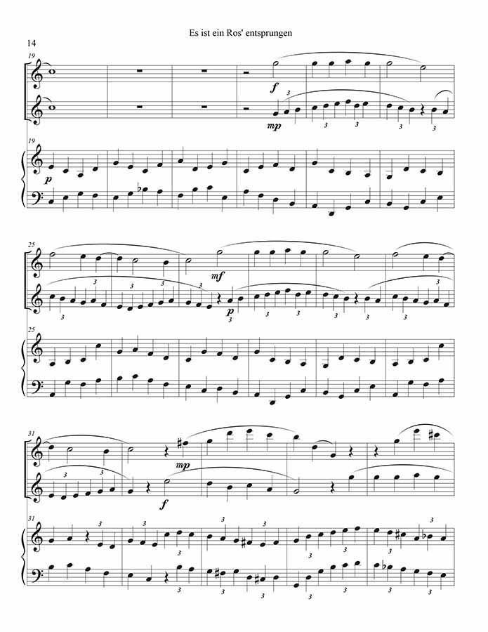 music page - Es is ein Ros p2 - flute duet
