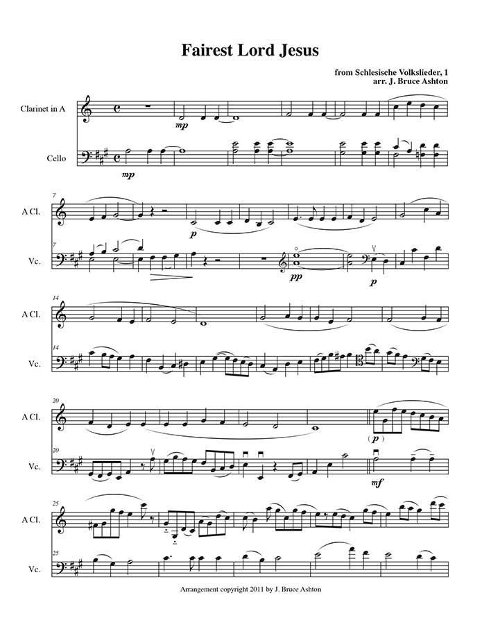 music page-Fairest Lord Jesus-clarinet/cello