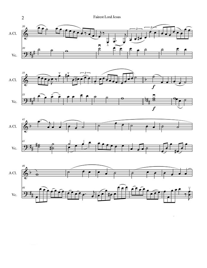 music page-Fairest Lord Jesus clarinet/cello