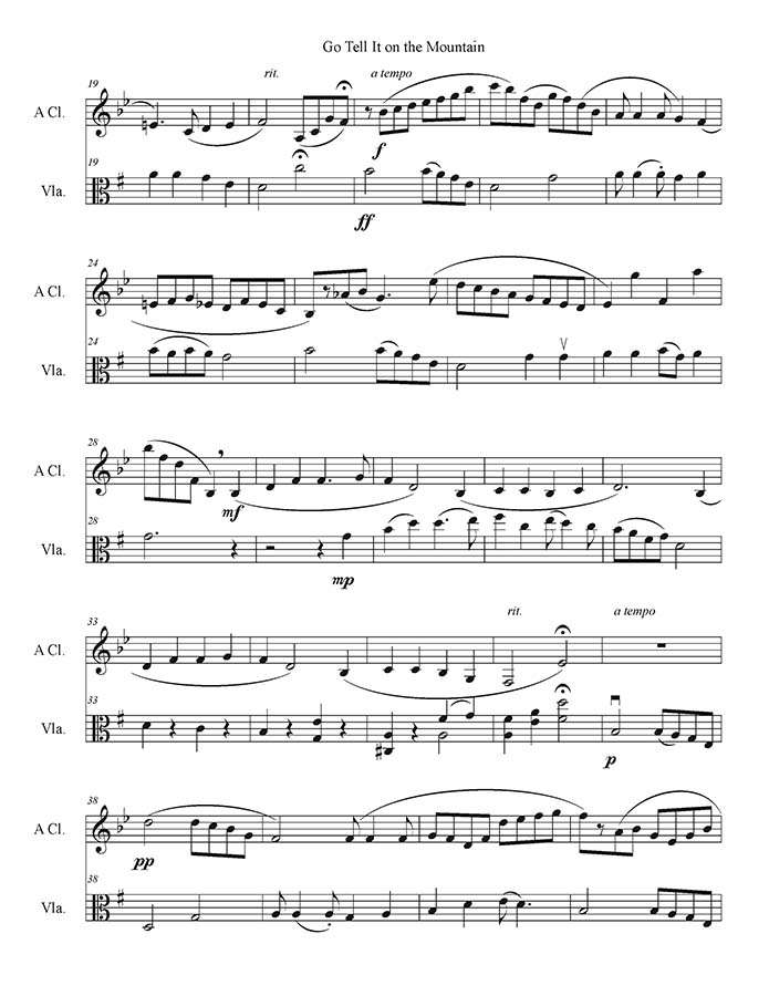 music page- Go Tell It - clarinet/viola