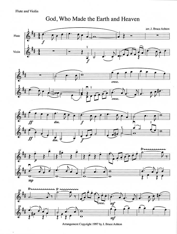 music page/God Who Made the Earth-flt/vln
