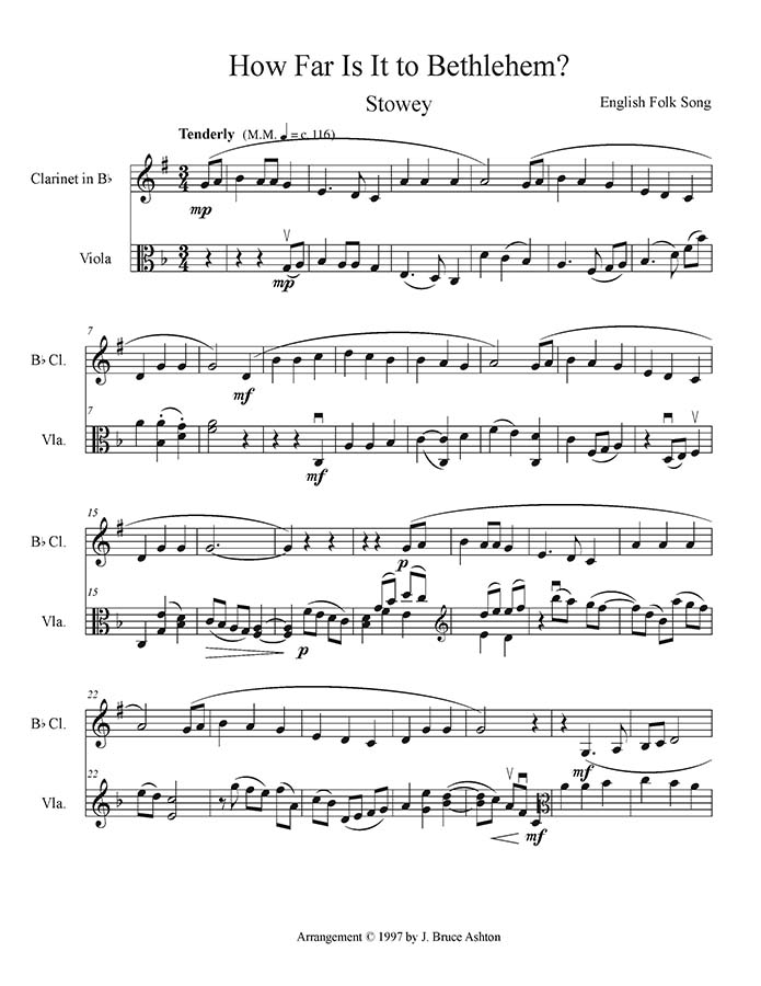 music page - How Far is It - clarinet/viola