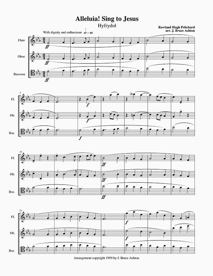 music page - Alleluia! Sing to Jesus- ww trio