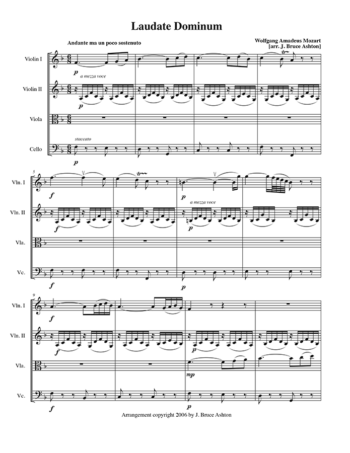 music page - Mozart p1 - string quartet
