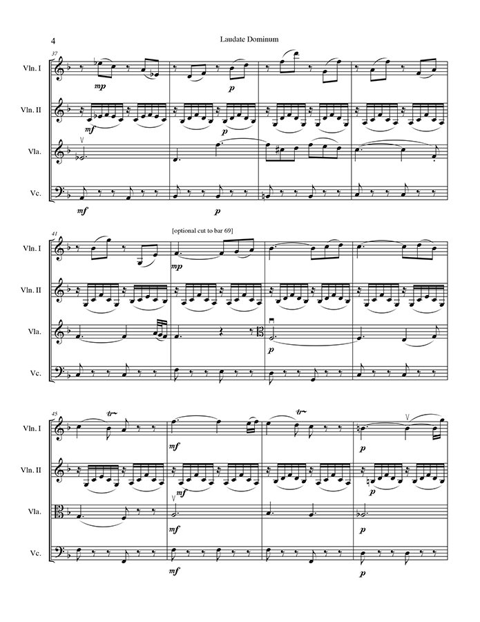 music page - Mozart p4 string quartet
