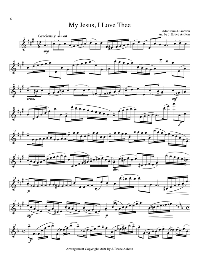 music page - My Jesus, I Love Thee-flute