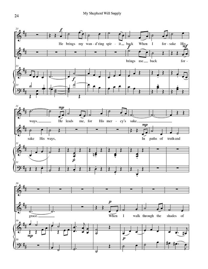 music page-My Shepherd Will -2 voices