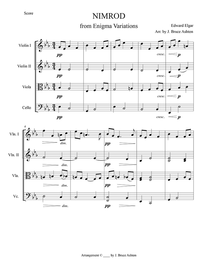 music page - Nimrod p1 - string quartet