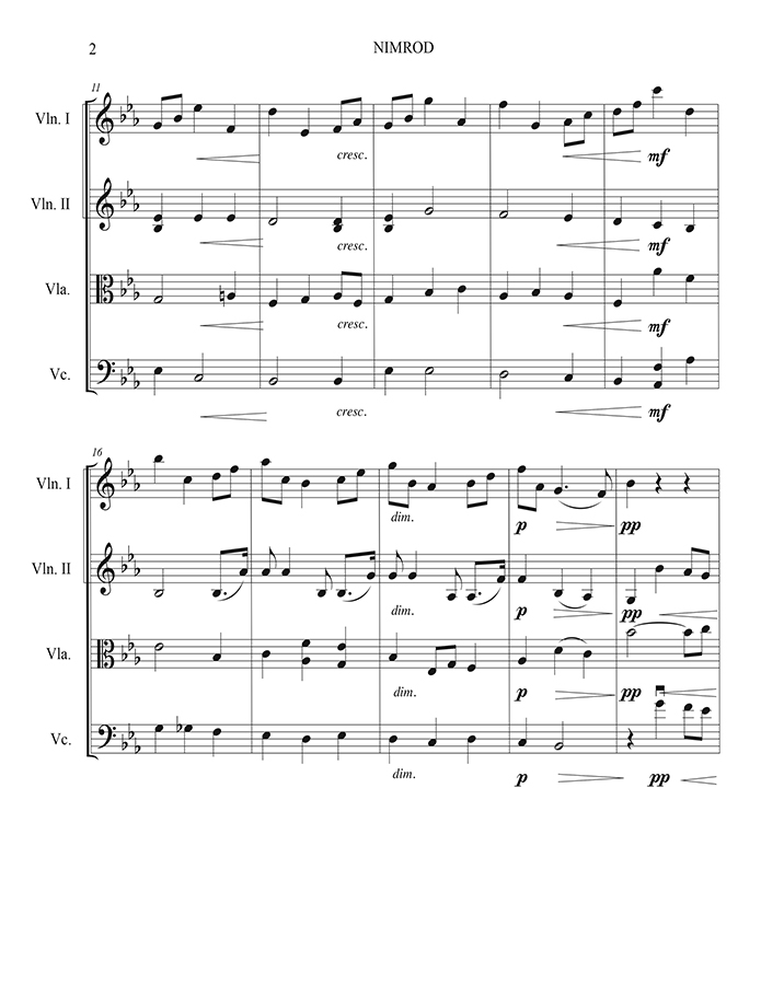 music page - Nimrod p2 - string quartet