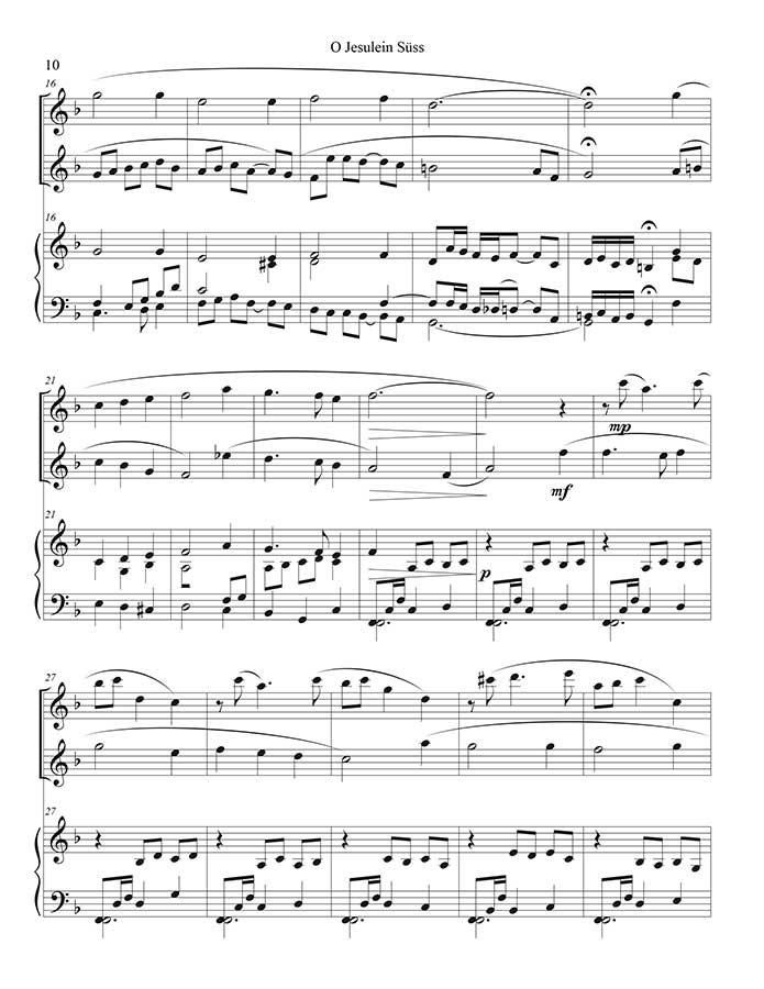 music page - O Jesulein Suss p2 - 2 flutes