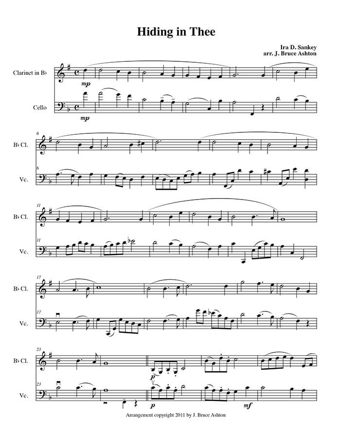 music page-Hiding in Thee p1-clarinet/cello