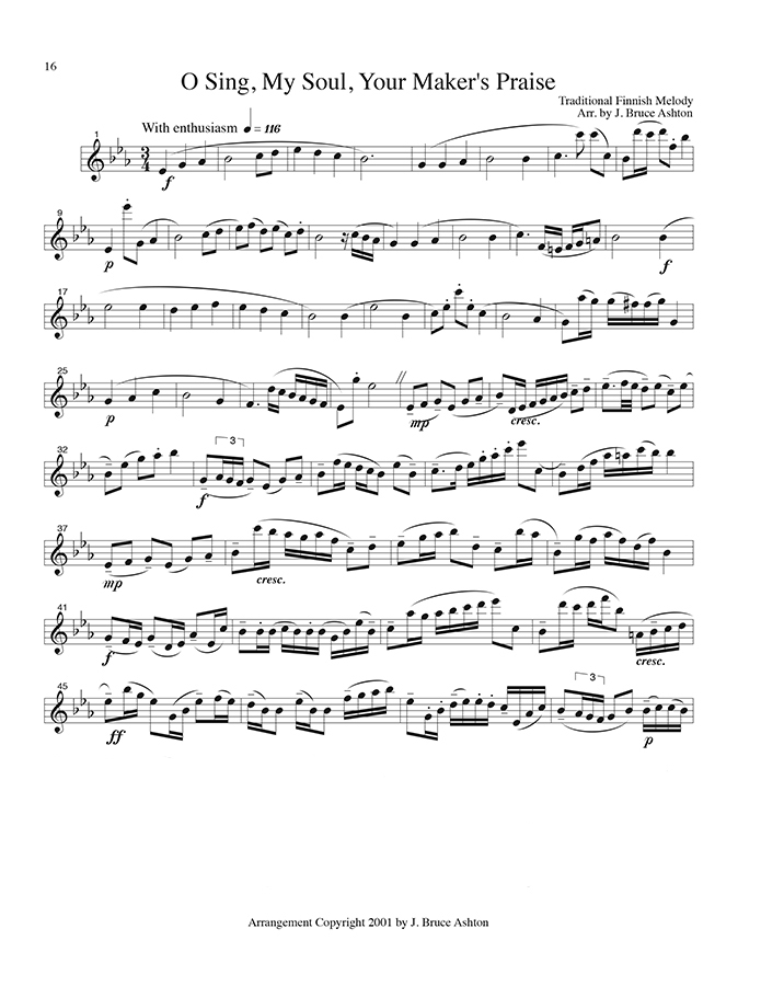 music page - O Sing My Soul - solo flute