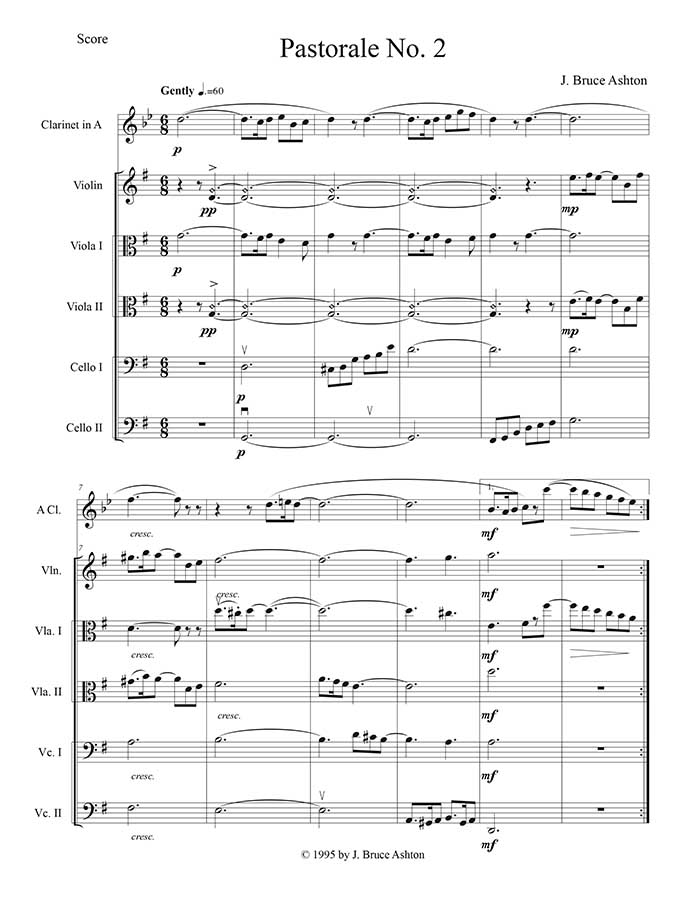 music page for Pastorale No. 2 p1
