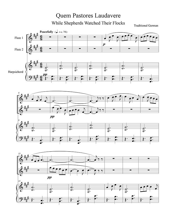 music page - Quem Pastores p1 - 2 flutes