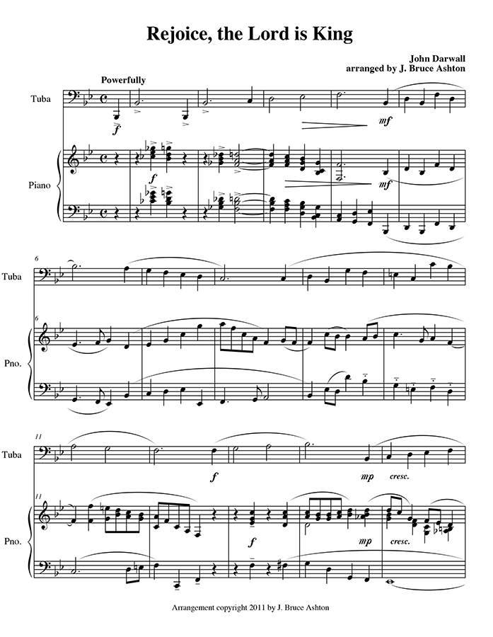 music page - Rejoice the Lord is King p1