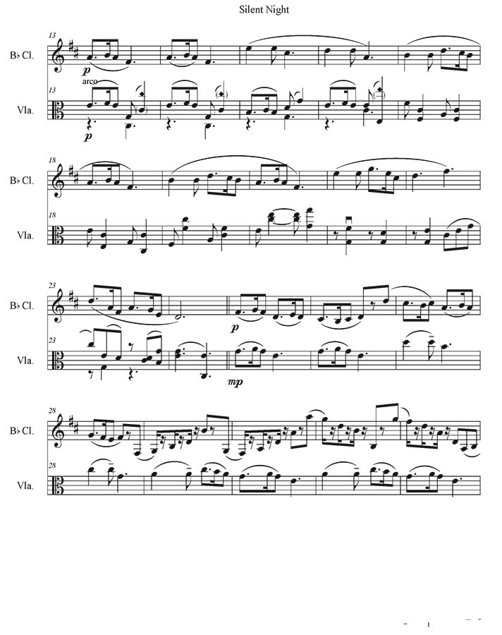 music page - Silent Night -clarinet/viola