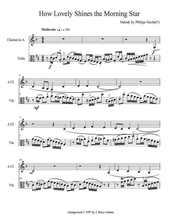 music page How Lovely - clarinet/viola duet