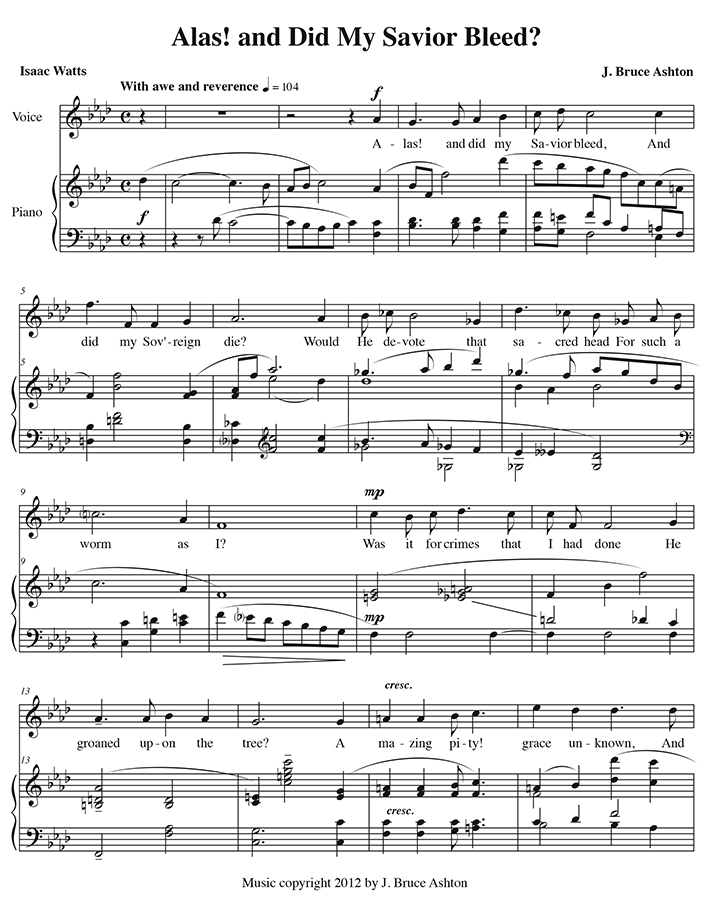music page - Alas! and did my Savior Bleed