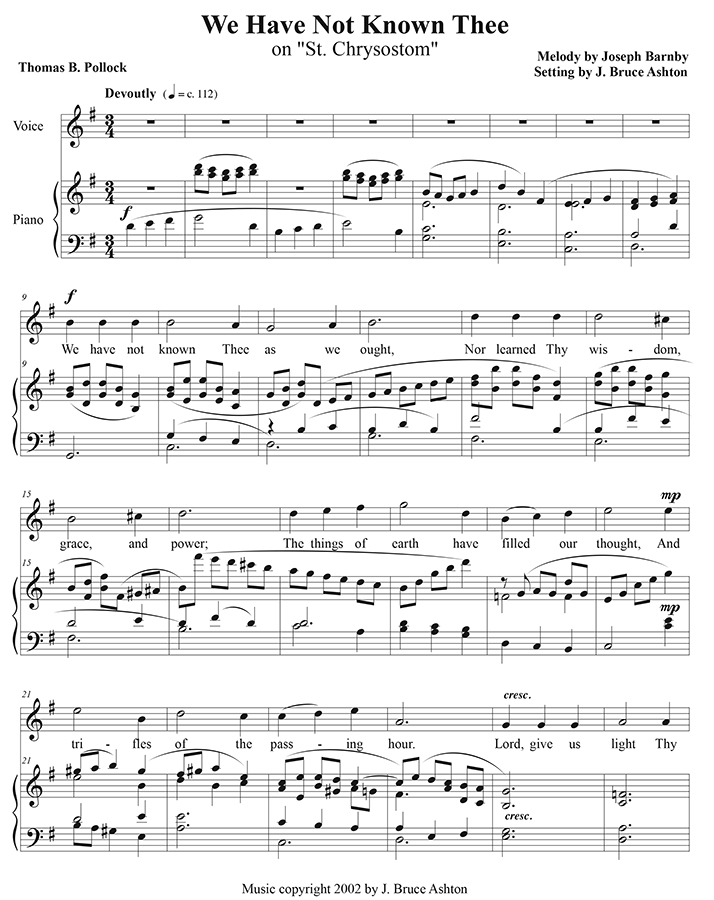 music page - We Have No Known Thee p1