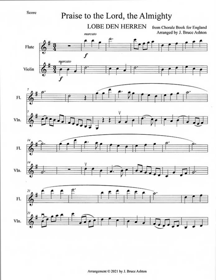 music page - Praise to the Lord p1